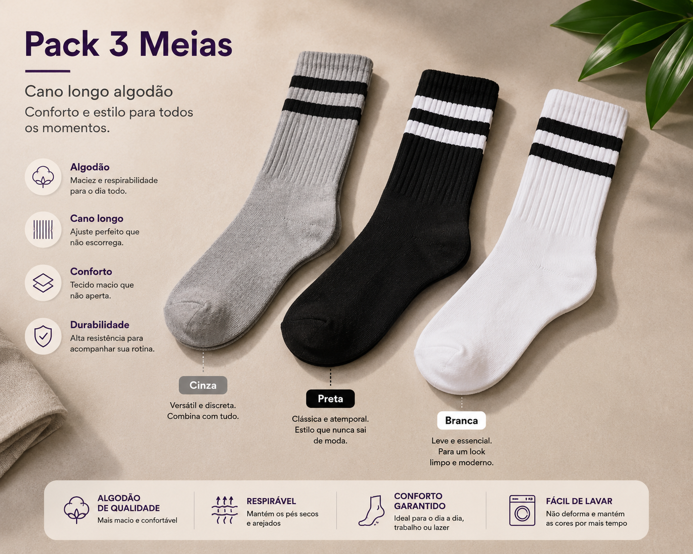 PEC MEIA CANO LONGO ALGODÃO